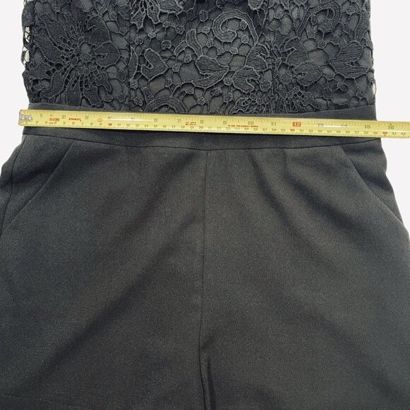 TEA & CUP‎ LOS ANGELES Women's Elegant Open Back Romper Medium Black Venice Lace - Picture 16 of 16